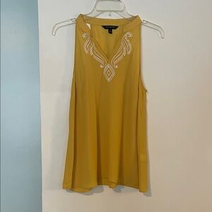 Yellow Sleeveless Top with Embroidery
